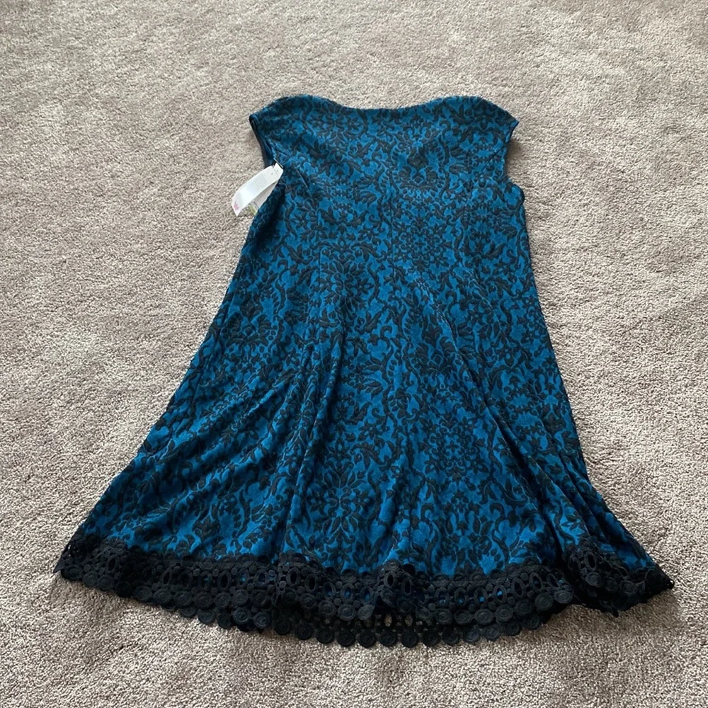 Studio One New York Black & Teal Lace Fit & Flare Dress SIZE 18W - Picture 1 of 7